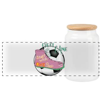 football shoe - Panoramic Cookie Jar with Wooden Lid - white - Front