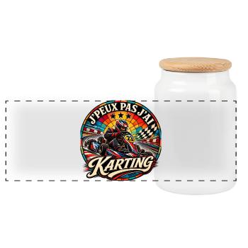 J'Peux Pas J'ai Karting Vintage - Boîte à biscuits avec couvercle en bois - blanc - Devant