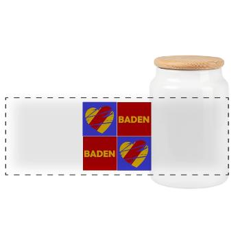 Baden Herz Quadrat - Panorama Keksdose mit Holzdeckel - Weiß - Vorne