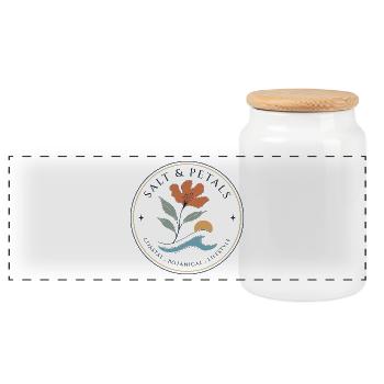 Vague botanique côtière Salt & Petales - Boîte à biscuits avec couvercle en bois - blanc - Devant