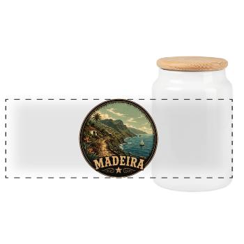 Madeira Portugal Urlaub Design - Panorama Keksdose mit Holzdeckel - Weiß - Vorne