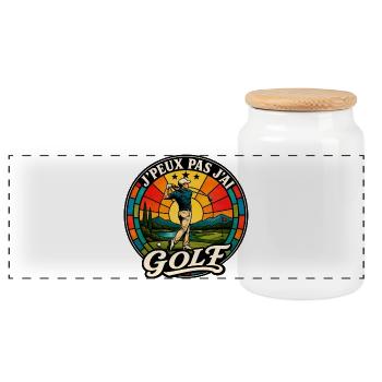 J'Peux Pas J'ai Golf Cadeau Vintage - Boîte à biscuits avec couvercle en bois - blanc - Devant