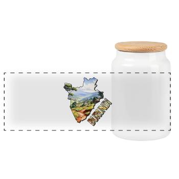 Création d’aquarelle au Burundi - Boîte à biscuits avec couvercle en bois - blanc - Devant