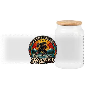 J'Peux Pas J'ai Hockey Cadeau Vintage - Boîte à biscuits avec couvercle en bois - blanc - Devant