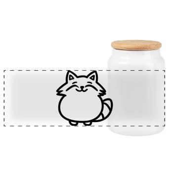 raccoon - Panoramic Cookie Jar with Wooden Lid - white - Front
