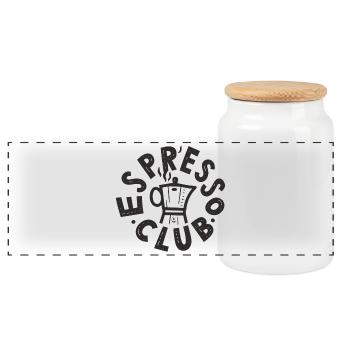 Espresso Club Moka Pot - Panorama Keksdose mit Holzdeckel - Weiß - Vorne