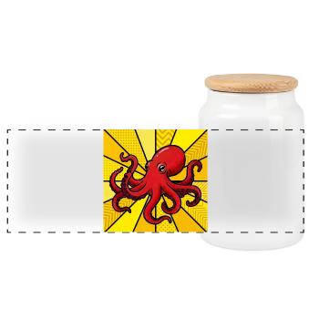 Pieuvre - Boîte à biscuits avec couvercle en bois - blanc - Devant