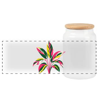 Plante tropicale colorée | Motif de l’art botanique - Boîte à biscuits avec couvercle en bois - blanc - Devant