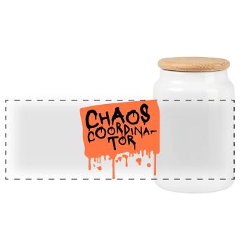 Coordinateur du Chaos Titre drôle Parents Teacher Logo - Boîte à biscuits avec couvercle en bois - blanc - Devant