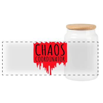 Coordinateur du Chaos Titre drôle Parents Teacher Logo - Boîte à biscuits avec couvercle en bois - blanc - Devant