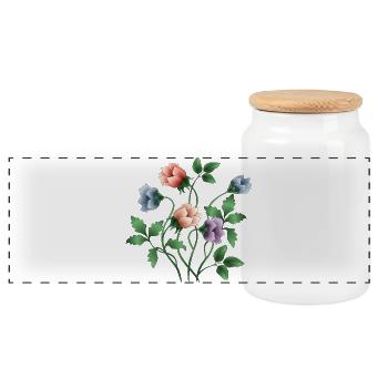 Blumen - Panorama Keksdose mit Holzdeckel - Weiß - Vorne