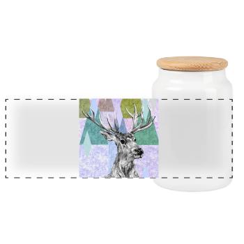Deer - Panoramic Cookie Jar with Wooden Lid - white - Front