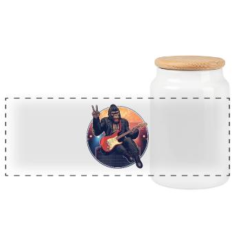 Rocker Gorilla Guitare électrique Peace Sunset Retro - Boîte à biscuits avec couvercle en bois - blanc - Devant