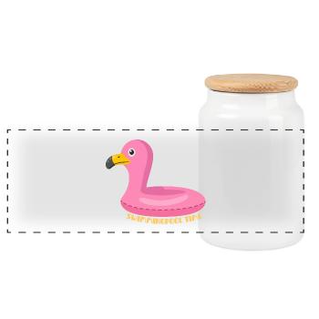 Flamingo Bouée Rose Piscine - Boîte à biscuits avec couvercle en bois - blanc - Devant