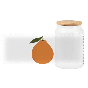 Sunlit Orange – Flat Modern Illustration - Panoramic Cookie Jar with Wooden Lid - white - Front