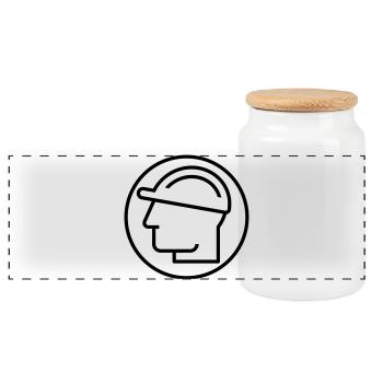 Construction Manager, Helm, Construction Site - Panoramic Cookie Jar with Wooden Lid - white - Front