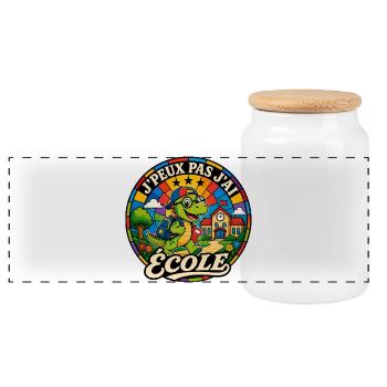 J'Peux Pas J'ai École Enfants Cadeau Vintage - Boîte à biscuits avec couvercle en bois - blanc - Devant