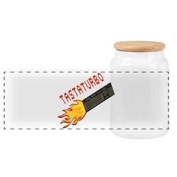 Tastatur Turbo Nerd Spaß - Panorama Keksdose mit Holzdeckel - Weiß - Vorne