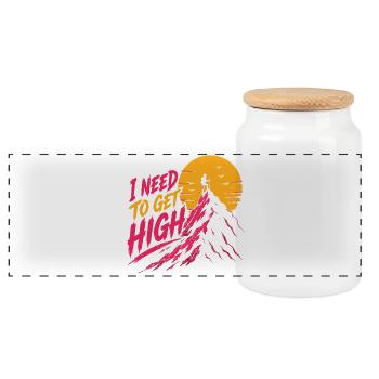 Mountain Hiking Adventure - I Need to Go High - Panoramic Cookie Jar with Wooden Lid - white - Front