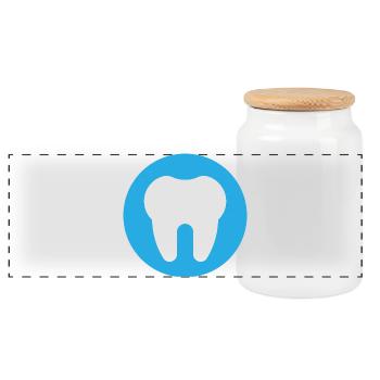 Tooth, Dentist, Dental Practice - Panoramic Cookie Jar with Wooden Lid - white - Front