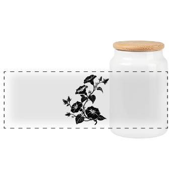Morning Glory Vine - Panoramic Cookie Jar with Wooden Lid - white - Front