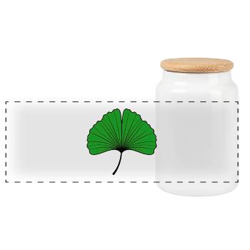 Silhouette de feuille de ginkgo vert émeraude - Boîte à biscuits avec couvercle en bois - blanc - Devant