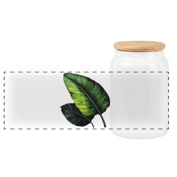 Art Feuille Tropicale Vert Noir - Boîte à biscuits avec couvercle en bois - blanc - Devant