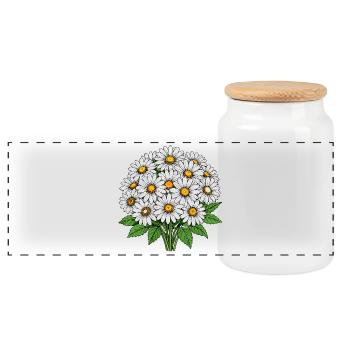 Bouquet de marguerites blanches de jardin - Boîte à biscuits avec couvercle en bois - blanc - Devant