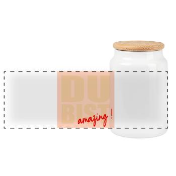 Bonne humeur, estime de soi, - Boîte à biscuits avec couvercle en bois - blanc - Devant