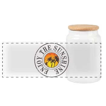 Motif Été Couchant de Soleil Palmiers Vintage - Boîte à biscuits avec couvercle en bois - blanc - Devant
