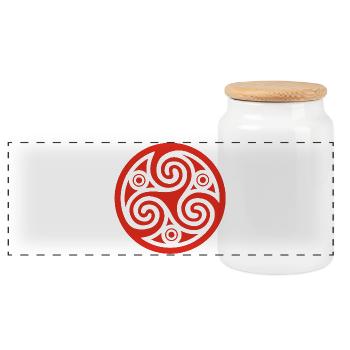 Cercle spirale celte (rouge) - Boîte à biscuits avec couvercle en bois - blanc - Devant