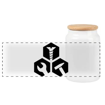 Screwdriver Tool Hexagon - Panoramic Cookie Jar with Wooden Lid - white - Front