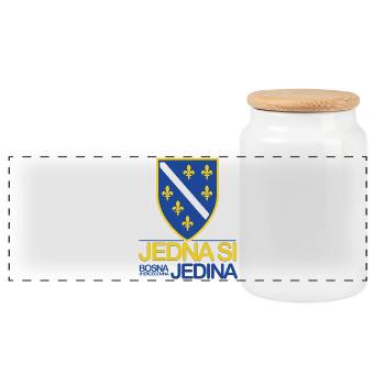 Jedna si Jedina Bosna i Hercegovina - Panorama Keksdose mit Holzdeckel - Weiß - Vorne