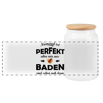 Herz der Verbindung Baden - Panorama Keksdose mit Holzdeckel - Weiß - Vorne