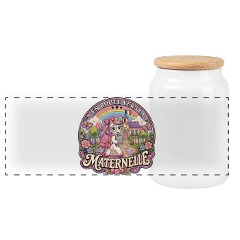 Licorne Mignonne Rentrée Scolaire Maternelle - Boîte à biscuits avec couvercle en bois - blanc - Devant