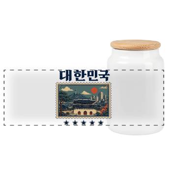 Seoul Tradition trifft Moderne - Panorama Keksdose mit Holzdeckel - Weiß - Vorne