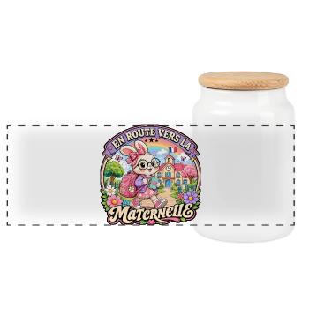 Lapin Mignon Rentrée Scolaire Maternelle - Boîte à biscuits avec couvercle en bois - blanc - Devant