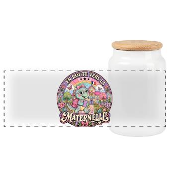 Dinosaure Rentrée Scolaire Maternelle - Boîte à biscuits avec couvercle en bois - blanc - Devant