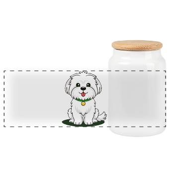 Little Maltese Puppy (comic) - Panoramic Cookie Jar with Wooden Lid - white - Front