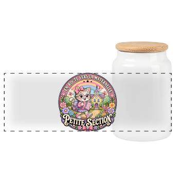 Chaton Maternelle Petite Section Fille - Boîte à biscuits avec couvercle en bois - blanc - Devant