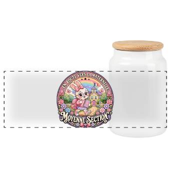 Lapin Maternelle Moyenne Section Fille - Boîte à biscuits avec couvercle en bois - blanc - Devant