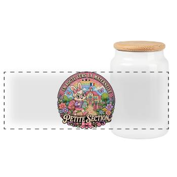 Lapin Rentrée Maternelle Petite Section - Boîte à biscuits avec couvercle en bois - blanc - Devant