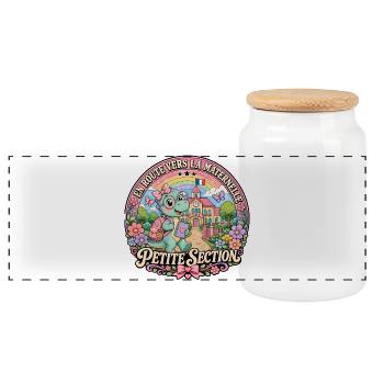 Dinosaure Maternelle Petite Section Fille - Boîte à biscuits avec couvercle en bois - blanc - Devant