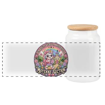 Licorne Maternelle Moyenne Section Fille - Boîte à biscuits avec couvercle en bois - blanc - Devant