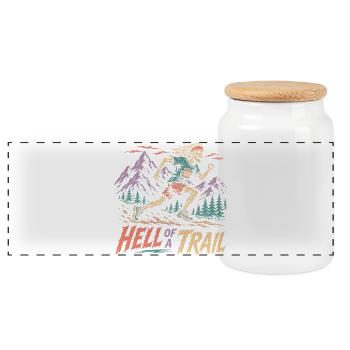 Course sur sentier - Un sacré sentier - Boîte à biscuits avec couvercle en bois - blanc - Devant