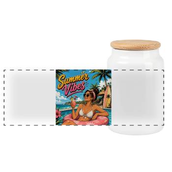 Summer Vibes  - Panorama Keksdose mit Holzdeckel - Weiß - Vorne