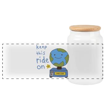 Gardez cette attraction sur la mignonne Terre Kawaii - Boîte à biscuits avec couvercle en bois - blanc - Devant