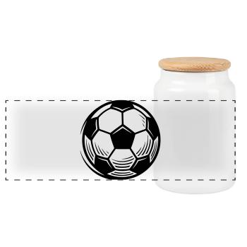 Football Ball Football Club Public Viewing - Panoramic Cookie Jar with Wooden Lid - white - Front