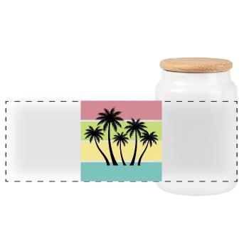 Sommer-T-Shirt Palmen Retro-Stil Vintage - Panorama Keksdose mit Holzdeckel - Weiß - Vorne