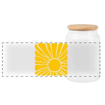 Sun - Panoramic Cookie Jar with Wooden Lid - white - Front